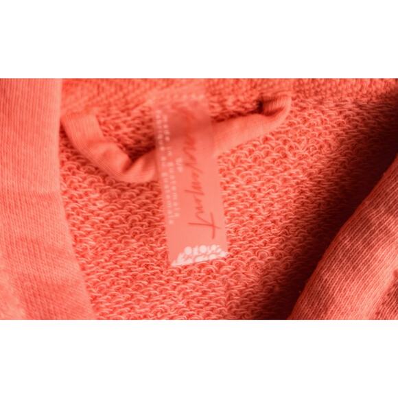 FREE PEOPLE Zip Hoodie Women's Sz S Coral Full Zip Drawstring Sweatshirt - Picture 3 of 10
